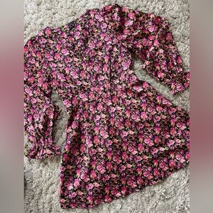 Floral Mini Dress With Sleeves